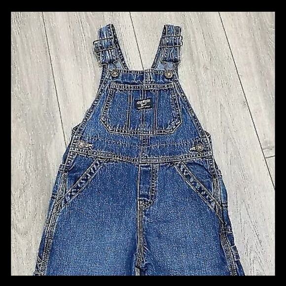 OshKosh B’Gosh Overalls Carpenter Style Blue Denim Unisex Jeans Size 4T Toddler - Picture 6 of 14